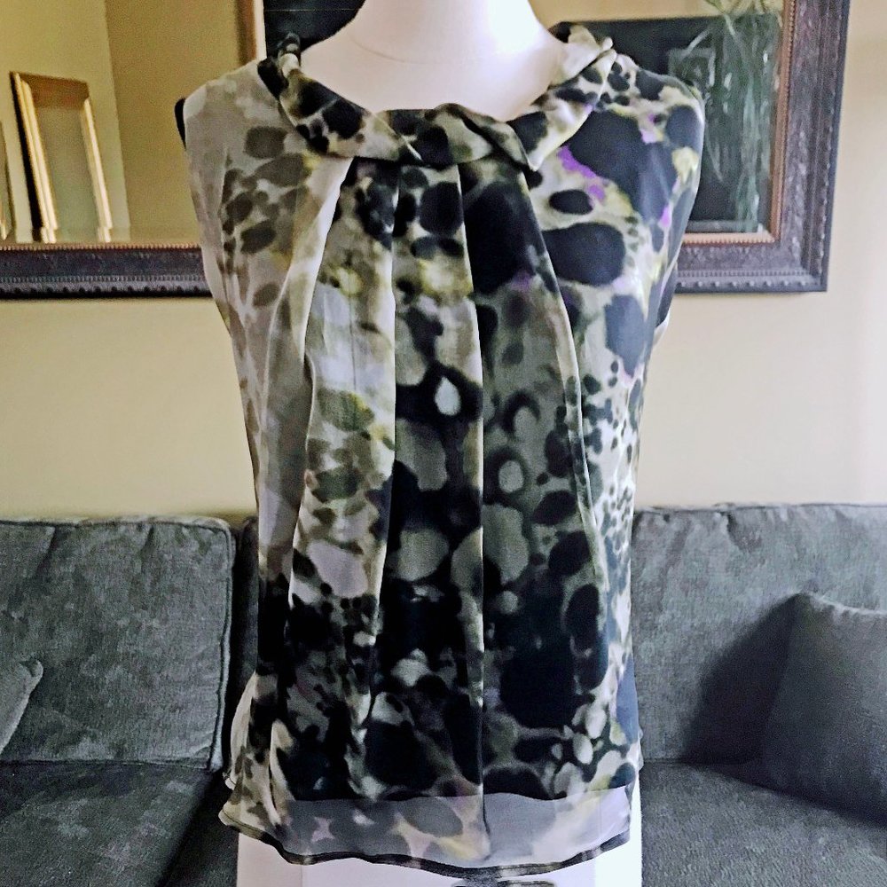 Tyler Kim watercolor sleeveless blouse
